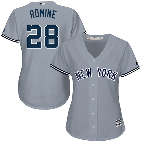 Women's Majestic New York Yankees #27 Austin Romine Authentic Grey Road MLB Jersey