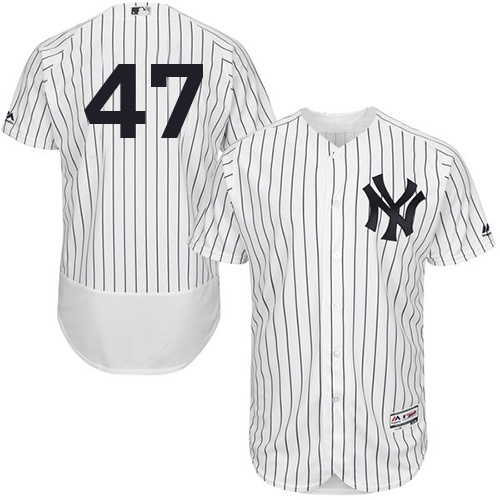 Men's Majestic New York Yankees #47 Jon Niese White/Navy Flexbase Authentic Collection MLB Jersey