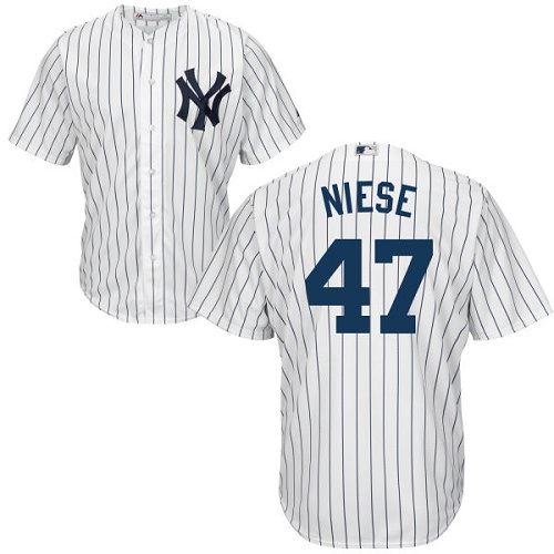 Men's Majestic New York Yankees #47 Jon Niese Replica White Home MLB Jersey