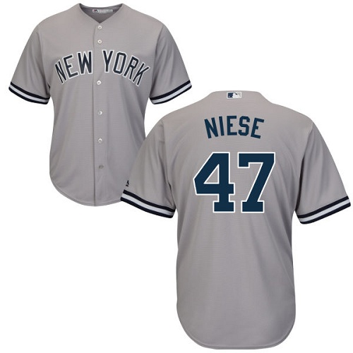 Men's Majestic New York Yankees #47 Jon Niese Replica Grey Road MLB Jersey