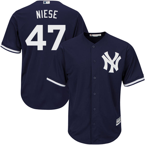 Men's Majestic New York Yankees #47 Jon Niese Replica Navy Blue Alternate MLB Jersey
