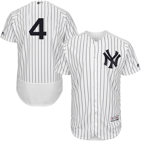 Men's Majestic New York Yankees #4 Lou Gehrig Authentic White Home MLB Jersey