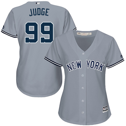 Women's Majestic New York Yankees #99 Aaron Judge Authentic Grey Road MLB Jersey