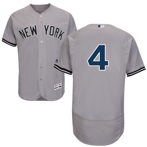 Men's Majestic New York Yankees #4 Lou Gehrig Authentic Grey Road MLB Jersey