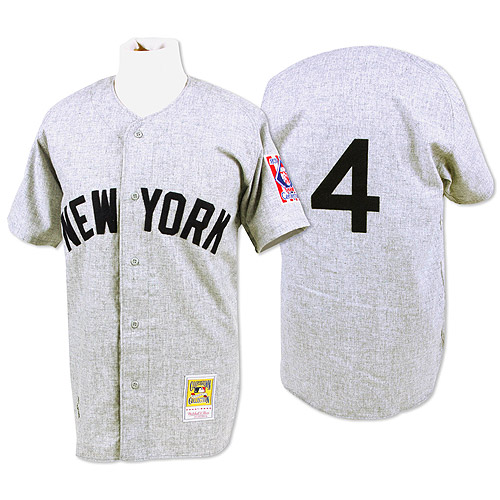Men's Mitchell and Ness 1939 New York Yankees #4 Lou Gehrig Authentic Grey Throwback MLB Jersey