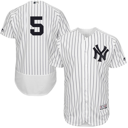Men's Majestic New York Yankees #5 Joe DiMaggio Authentic White Home MLB Jersey