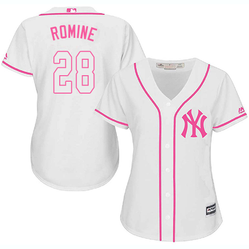 Women's Majestic New York Yankees #27 Austin Romine Authentic White Fashion Cool Base MLB Jersey