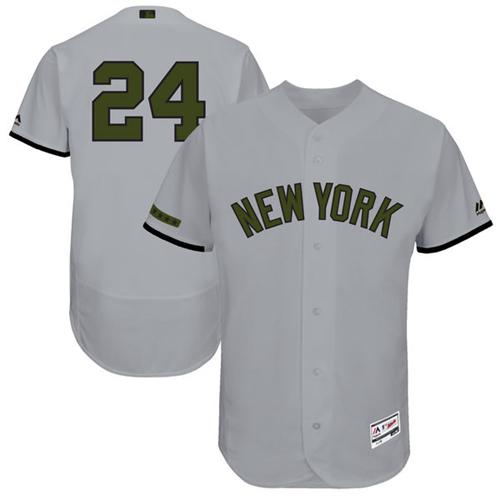 Men's Majestic New York Yankees #24 Gary Sanchez Grey Memorial Day Authentic Collection Flex Base MLB Jersey