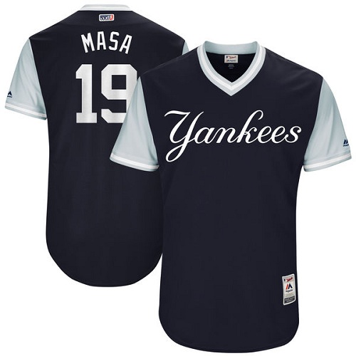 Men's Majestic New York Yankees #19 Masahiro Tanaka "Masa" Authentic Navy Blue 2017 Players Weekend MLB Jersey