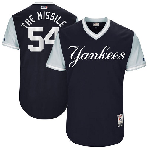 Men's Majestic New York Yankees #54 Aroldis Chapman "The Missile" Authentic Navy Blue 2017 Players Weekend MLB Jersey