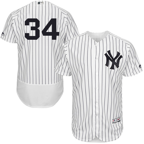Men's Majestic New York Yankees #34 Jamie Garcia White/Navy Flexbase Authentic Collection MLB Jersey