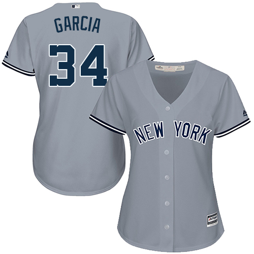 Women's Majestic New York Yankees #34 Jamie Garcia Authentic Grey Road MLB Jersey