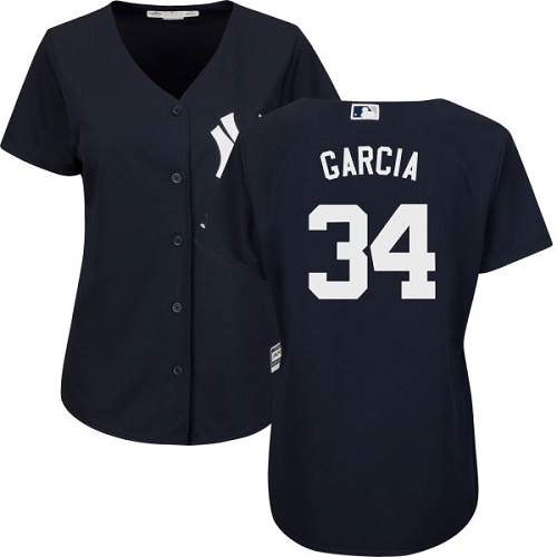 Women's Majestic New York Yankees #34 Jamie Garcia Authentic Navy Blue Alternate MLB Jersey