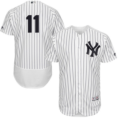 Men's Majestic New York Yankees #11 Brett Gardner Authentic White Home MLB Jersey