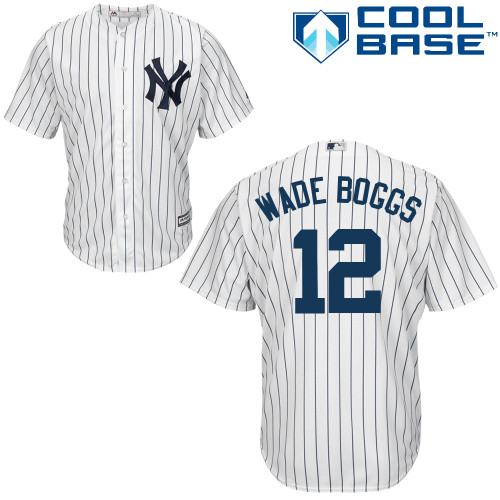 Men's Majestic New York Yankees #12 Wade Boggs Replica White Home MLB Jersey