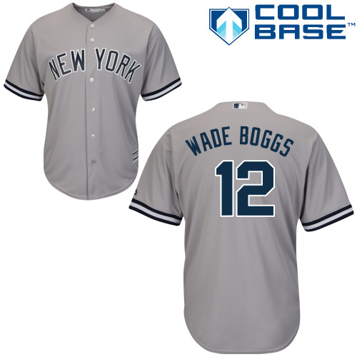Men's Majestic New York Yankees #12 Wade Boggs Replica Grey Road MLB Jersey