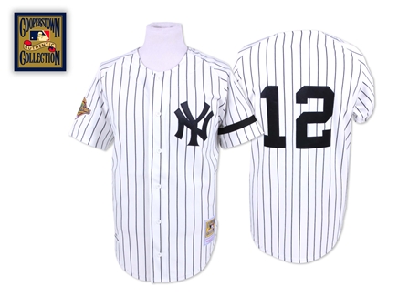 Men's Mitchell and Ness New York Yankees #12 Wade Boggs Replica White Throwback MLB Jersey