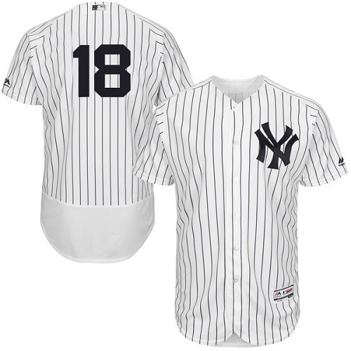 Men's Majestic New York Yankees #18 Johnny Damon Authentic White Home MLB Jersey