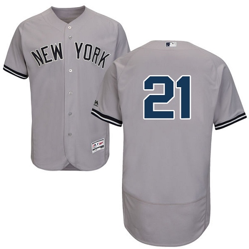 Men's Majestic New York Yankees #21 Paul O'Neill Authentic Grey Road MLB Jersey