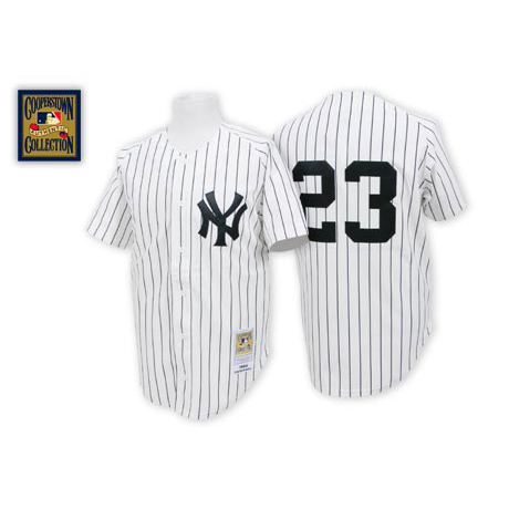 Men's Mitchell and Ness New York Yankees #23 Don Mattingly Authentic White Throwback MLB Jersey