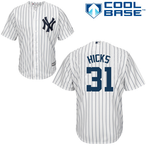 Men's Majestic New York Yankees #31 Aaron Hicks Replica White Home MLB Jersey