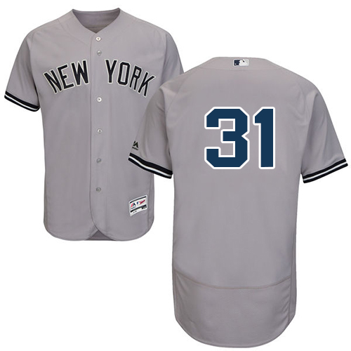 Men's Majestic New York Yankees #31 Aaron Hicks Grey Flexbase Authentic Collection MLB Jersey