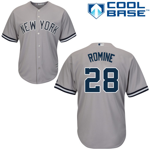 Men's Majestic New York Yankees #27 Austin Romine Replica Grey Road MLB Jersey