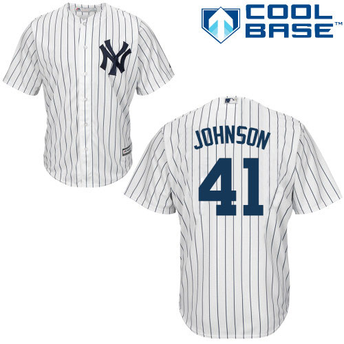 Men's Majestic New York Yankees #41 Randy Johnson Replica White Home MLB Jersey