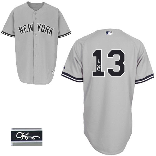 Men's Majestic New York Yankees #13 Alex Rodriguez Authentic Grey Road Autographed MLB Jersey