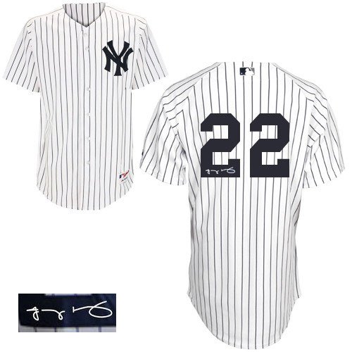 Men's Majestic New York Yankees #22 Jacoby Ellsbury Authentic White Home Autographed MLB Jersey