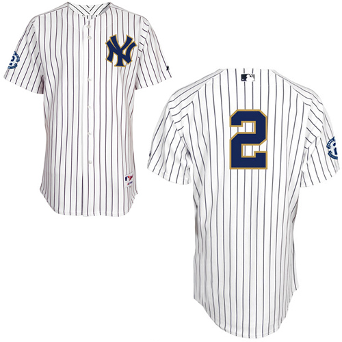 Men's Majestic New York Yankees #2 Derek Jeter Authentic White Fashion Gold w/Commemorative Retirement Patch MLB Jersey