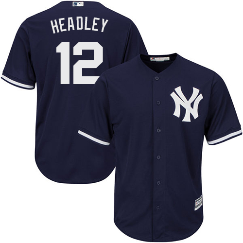 Men's Majestic New York Yankees #12 Chase Headley Authentic Navy Blue Alternate MLB Jersey