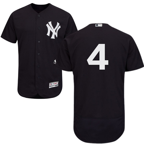 Men's Majestic New York Yankees #4 Lou Gehrig Authentic Navy Blue Alternate MLB Jersey