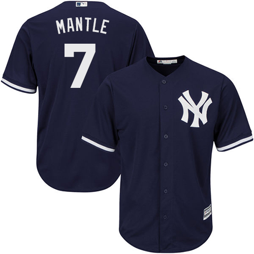 Men's Majestic New York Yankees #7 Mickey Mantle Replica Navy Blue Alternate MLB Jersey