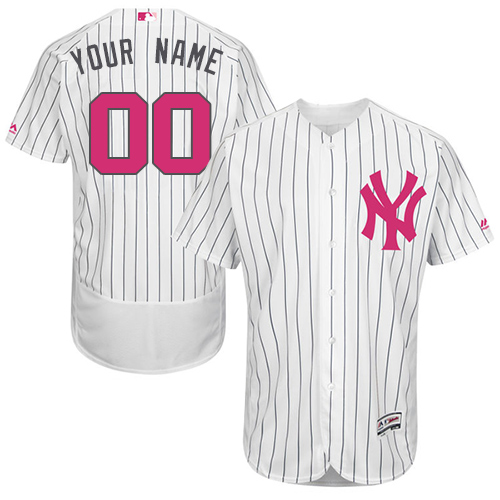 Men's Majestic New York Yankees Customized Authentic White 2016 Mother's Day Fashion Flex Base MLB Jersey