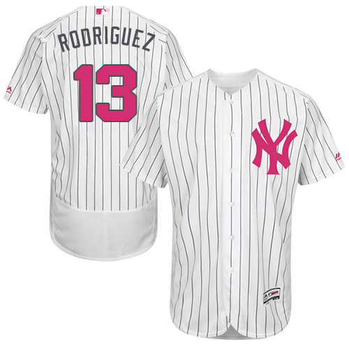 Men's Majestic New York Yankees #13 Alex Rodriguez Authentic White 2016 Mother's Day Fashion Flex Base MLB Jersey