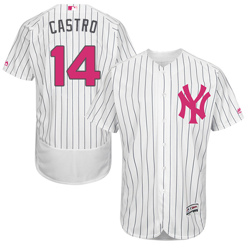 Men's Majestic New York Yankees #14 Starlin Castro Authentic White 2016 Mother's Day Fashion Flex Base MLB Jersey