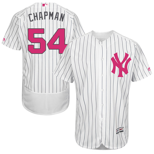 Men's Majestic New York Yankees #54 Aroldis Chapman Authentic White 2016 Mother's Day Fashion Flex Base MLB Jersey