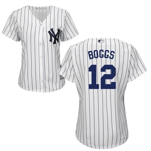 Women's Majestic New York Yankees #12 Wade Boggs Authentic White Home MLB Jersey