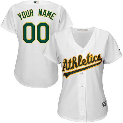 Women's Majestic Oakland Athletics Customized Authentic White Home Cool Base MLB Jersey