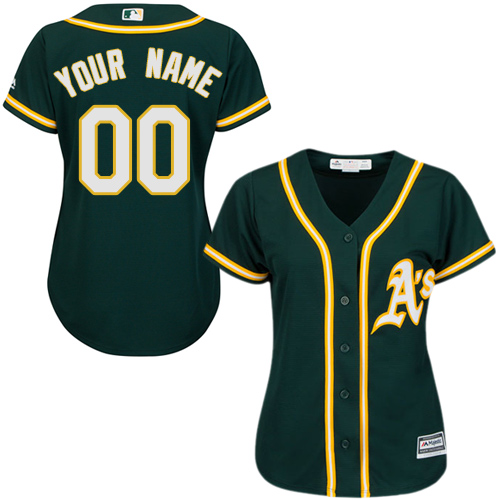 Women's Majestic Oakland Athletics Customized Authentic Green Alternate 1 Cool Base MLB Jersey
