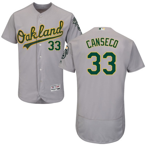 Men's Majestic Oakland Athletics #33 Jose Canseco Authentic Grey Road Cool Base MLB Jersey