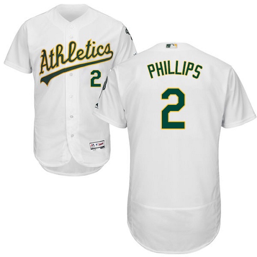 Men's Majestic Oakland Athletics #2 Tony Phillips Authentic White Home Cool Base MLB Jersey