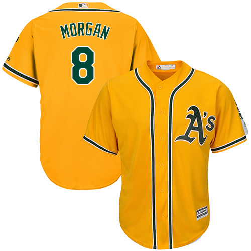 Men's Majestic Oakland Athletics #8 Joe Morgan Replica Gold Alternate 2 Cool Base MLB Jersey