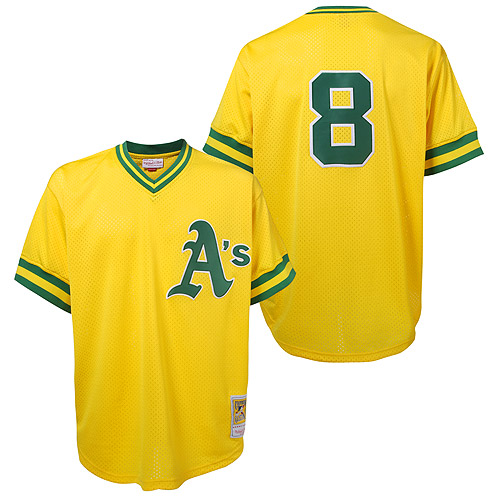 Men's Mitchell and Ness Oakland Athletics #8 Joe Morgan Authentic Gold Throwback MLB Jersey