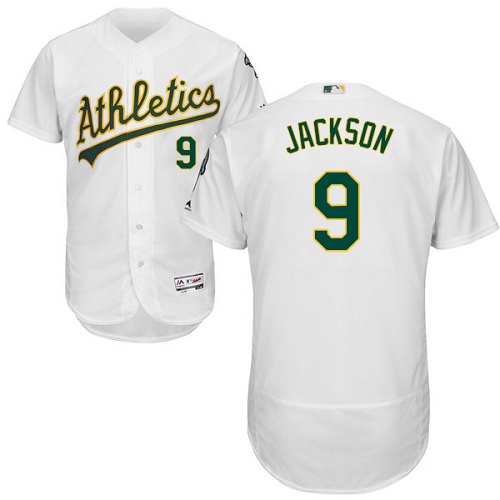 Men's Majestic Oakland Athletics #9 Reggie Jackson Authentic White Home Cool Base MLB Jersey