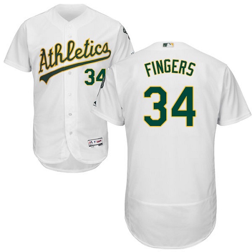 Men's Majestic Oakland Athletics #34 Rollie Fingers Authentic White Home Cool Base MLB Jersey