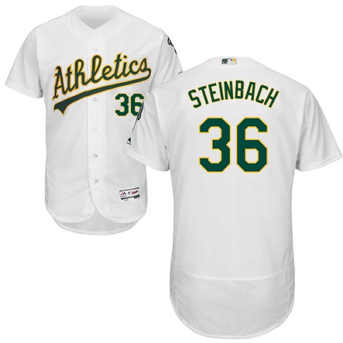 Men's Majestic Oakland Athletics #36 Terry Steinbach Authentic White Home Cool Base MLB Jersey