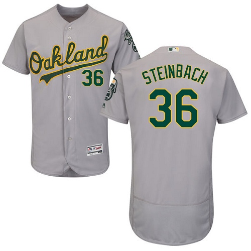 Men's Majestic Oakland Athletics #36 Terry Steinbach Authentic Grey Road Cool Base MLB Jersey