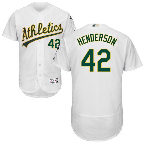 Men's Majestic Oakland Athletics #42 Dave Henderson Authentic White Home Cool Base MLB Jersey